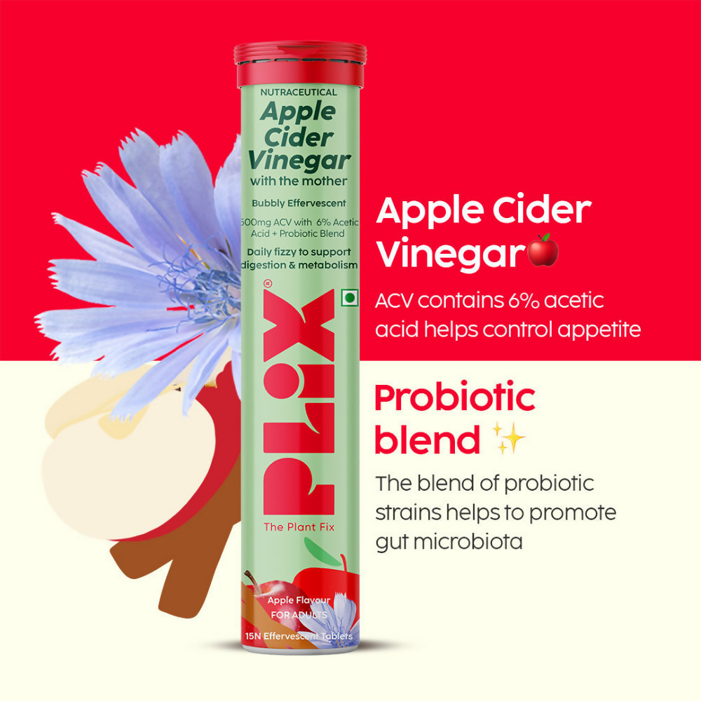 PLIX The Plant Fix Probiotics+ ACV Apple Cider Vinegar Effervescent Tablets - Distacart