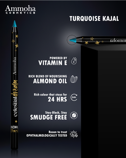 Ammoha Cosmetics Turquoise waterproof Kohl Pencil - Distacart