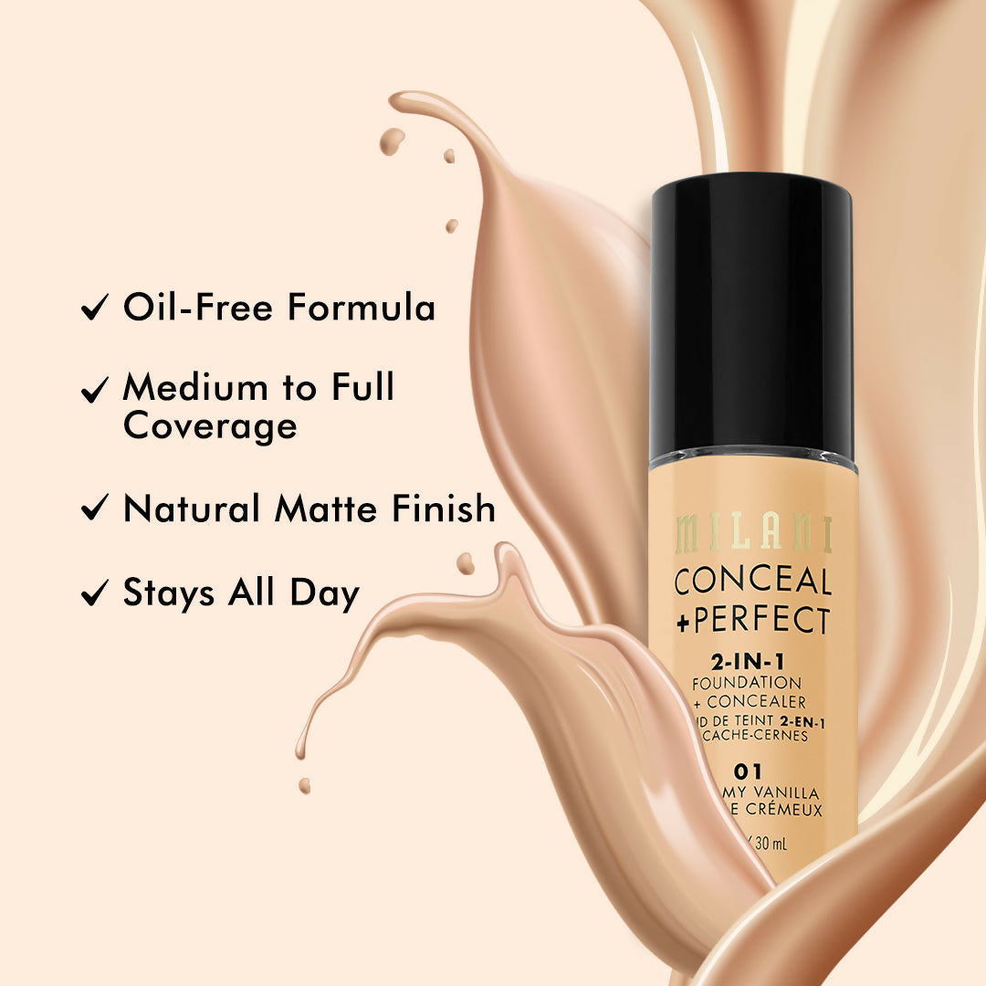 Milani Conceal + Perfect 2-In-1 Foundation + Concealer - 02 Natural - Distacart