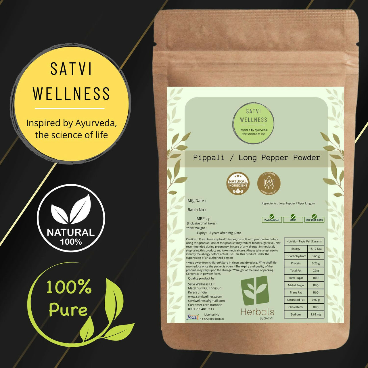 Satvi Wellness Pippali Powder | Kerala Pippali - Distacart