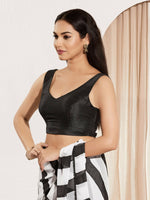 Thumbnail for Joban Fashion Black Mulberry Silk Padded Blouse With Round Neck Sleeveless