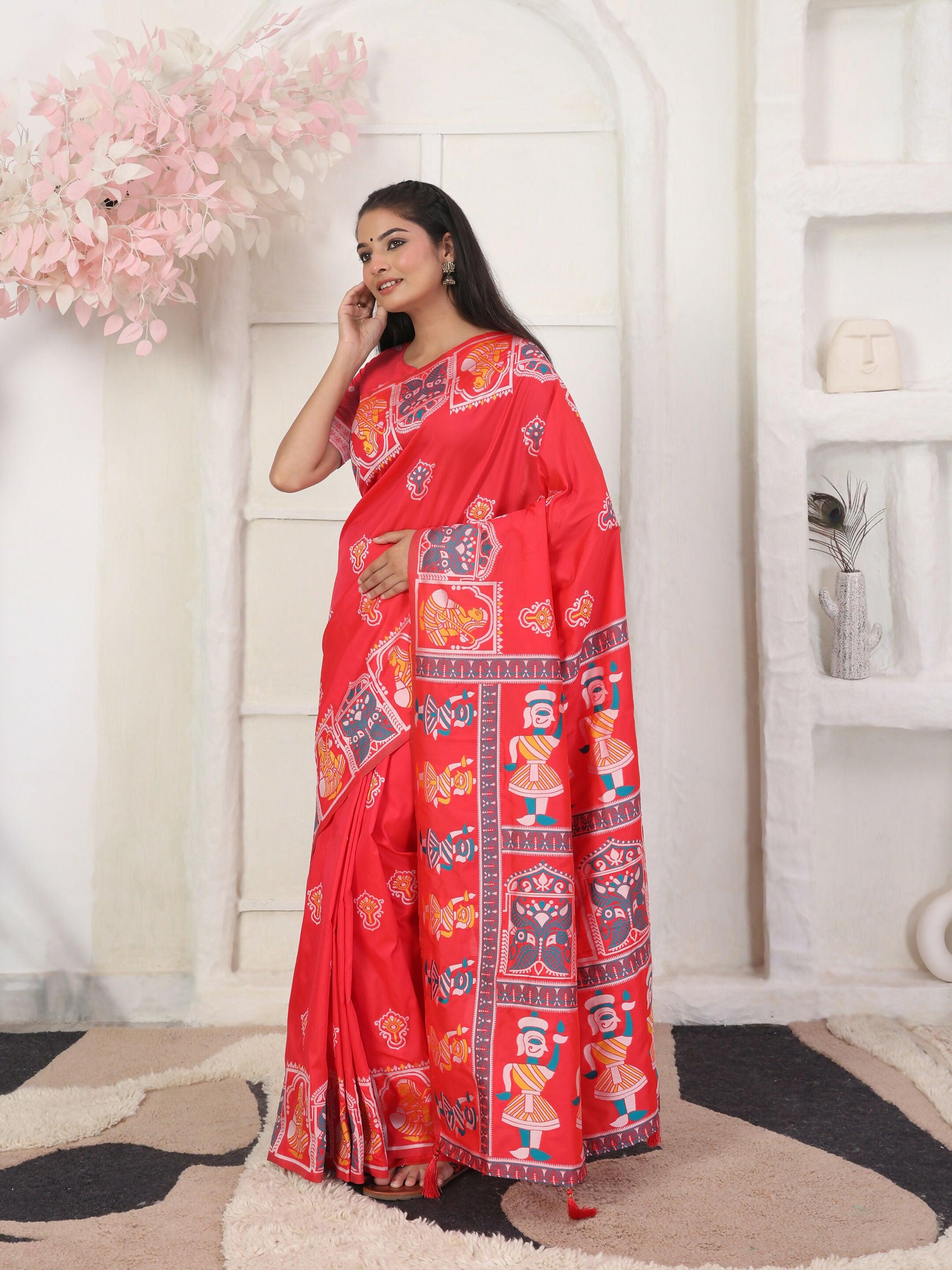 Astita Silk Blend Red Saree