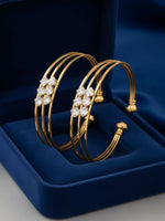Thumbnail for NVR Women Set of 2 Gold Plated CZ Stone Adjustable Bangle - Distacart