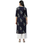 Thumbnail for Anubhutee Women's Rayon Embroidered Navy Blue Kurta with Palazzos - Distacart