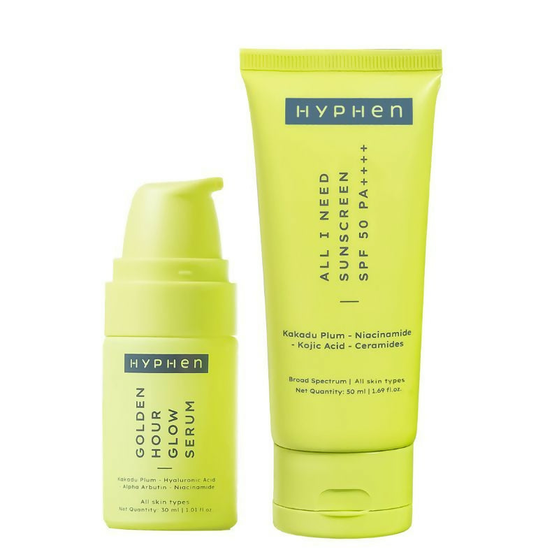 Hyphen By Kriti Sanon Golden Hour Glow Serum & Sunscreen SPF 50 Combo - Distacart