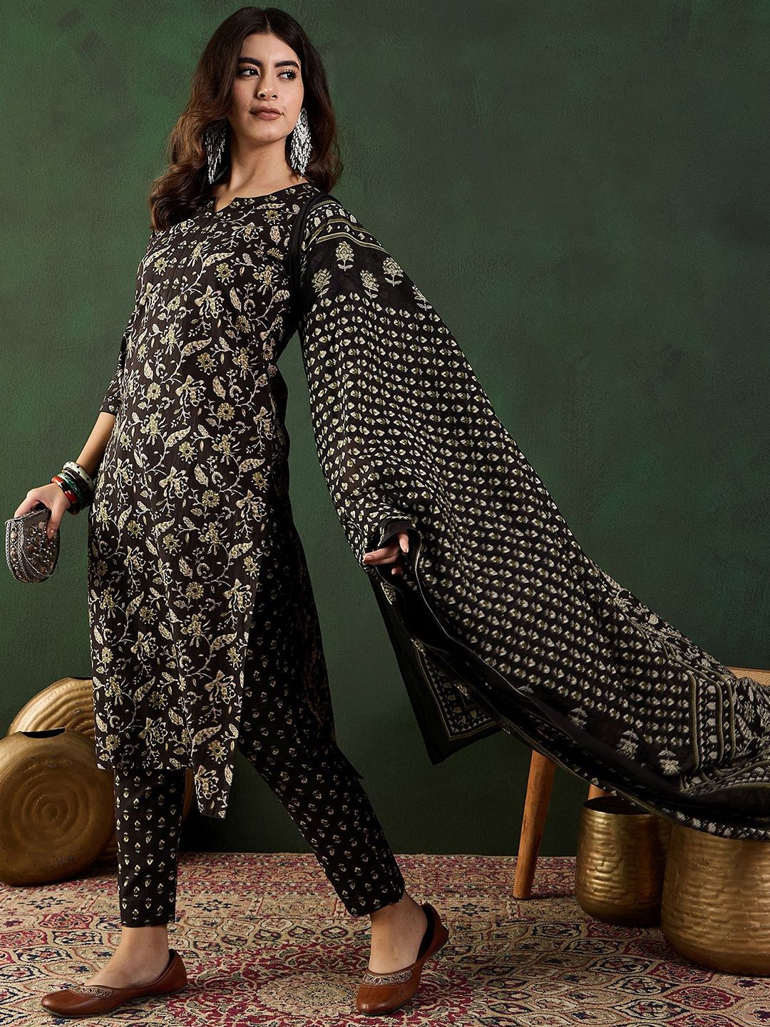 Sangria Printed Pure Cotton Kurta Set With Dupatta