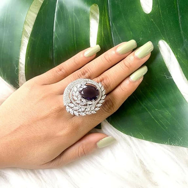 Joban Fashion Purple Brass Adjustable Ring - Distacart