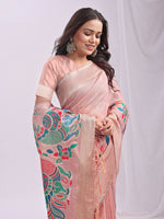 Thumbnail for Astita Linen Cotton Peach Saree