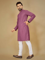 Thumbnail for Anaita Purple Embroidered Rayon Straight Kurta - Distacart