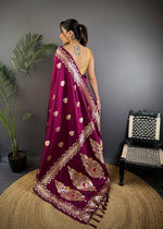 Thumbnail for Joban Fashion Banarasi PlumWoven Soft Silk Saree