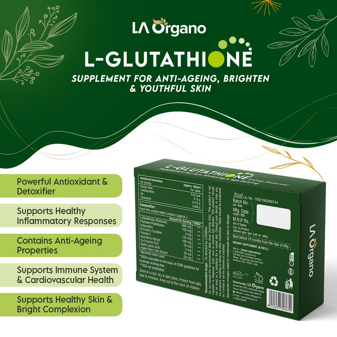 LA Organo L Glutathione Tablets - Distacart