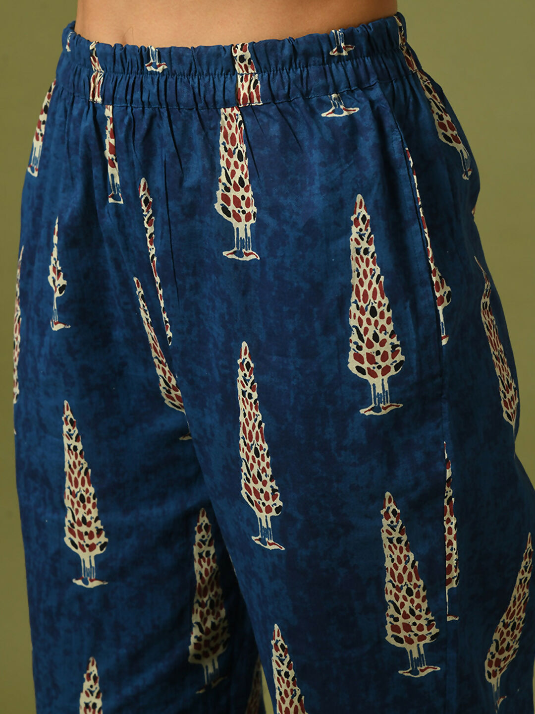 Myshka Women's Blue Printed Cotton Straight Party Kurta Set - Distacart