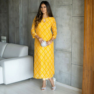 Jyoti Fashion Women's Yellow Pure Muslin Heavy Digital Printed Kurta Pant Set - Distacart