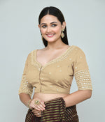 Thumbnail for Joban Fashion Women's Beige Embroidered Stitched Blouse