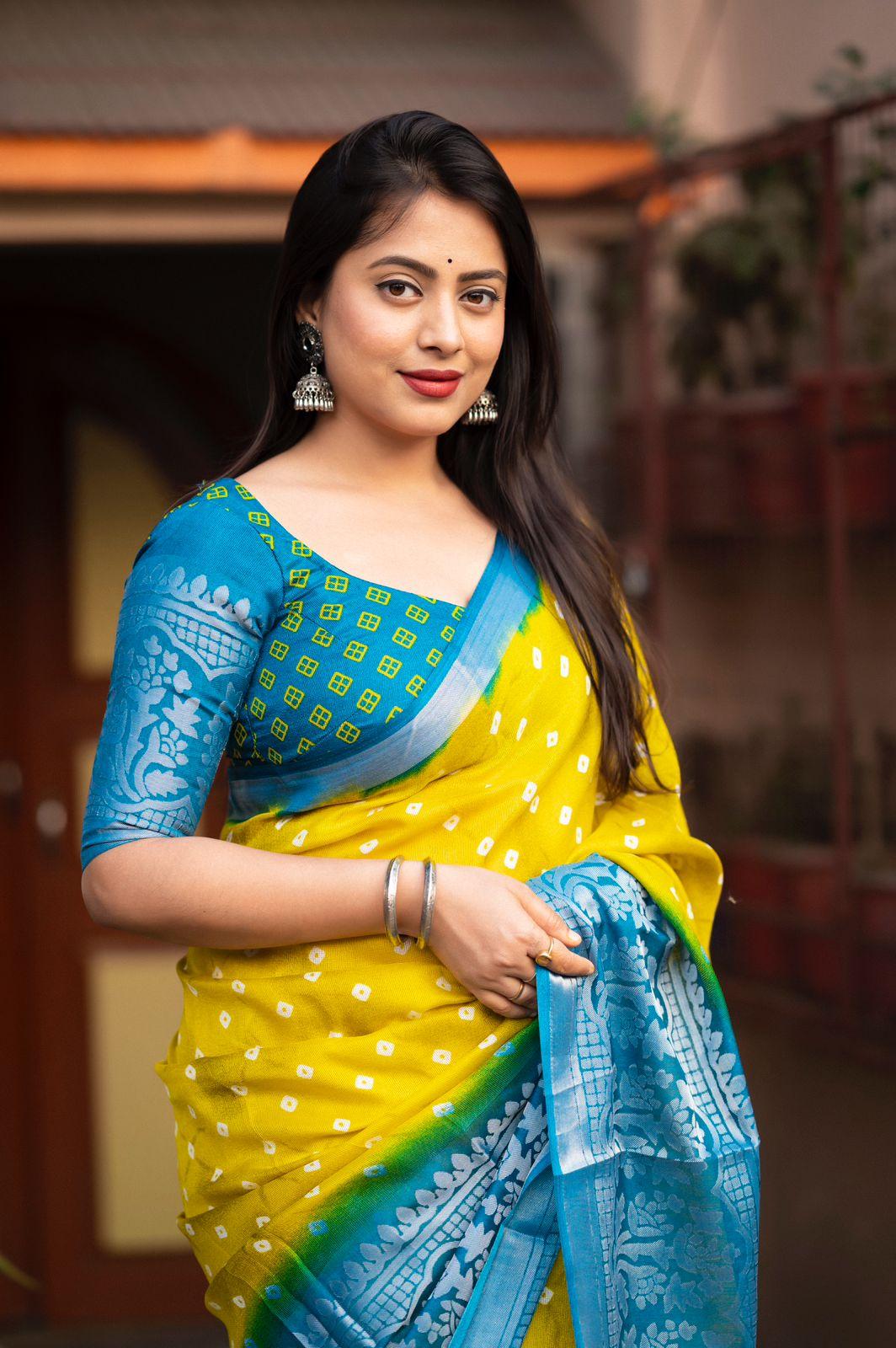 Lemon Jute Silk Printed Saree with Unstitched Blouse - Hiral Fashion - Distacart