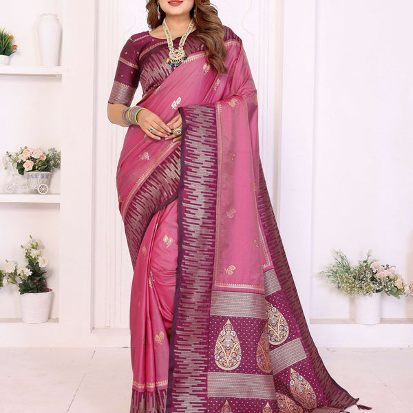 Aastha Fashion Magenta South Soft Silk Zari Weaving Saree - Distacart