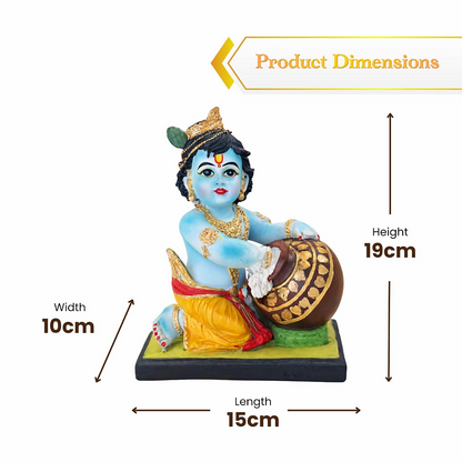 Bal Krishna Idol with Butter Pot - Blue - Dista