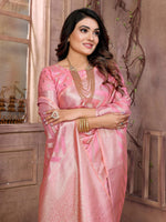Thumbnail for Aastha Fashion Pink Soft Organza Silk Weaving Saree - Distacart