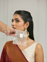 Thumbnail for Nuyug 22K Gold-Plated Elegant Kundan Studded & Beaded Floral Chandbali Earrings