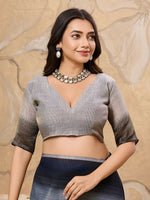 Thumbnail for Astita Denim Grey Linen Saree