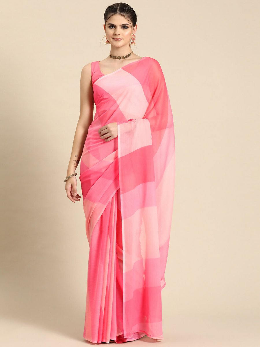 Ahalyaa Women's Traditional Semi Stitch Saree - Pink - Distacart
