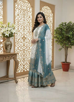 Thumbnail for Teeya Creation Multi Color Star Georgette Heavy Embroidery Work Functional Wear Salwar Suit - Distacart