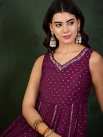Thumbnail for Sangria Woven Design Anarkali Kurta