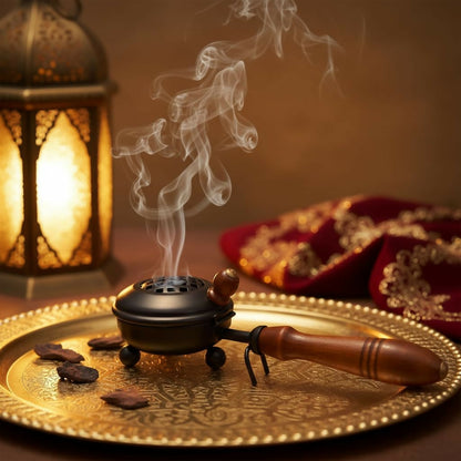 Not Available Handcrafted Metal Dhoop Dani Incense Burner - Black Color - Dista