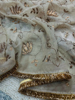 Thumbnail for Joban Fashion Beige Rose Gold Silk Party Wear Sarees - Distacart