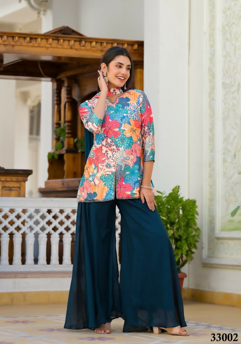 Designer Stylish Cream Dull satin Stitched Suit With Dupatta - Samya - Distacart