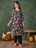Thumbnail for The52 Women's Beautiful Embroidery Work Chinon silk Fabric Straight Kurta Pant and Dupatta Set - Distacart