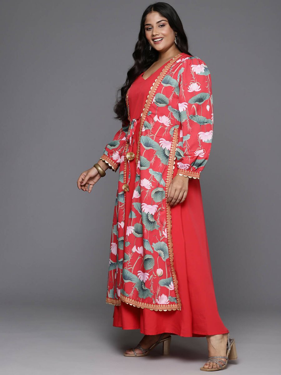 Ahalyaa Women's Traditional wear Ethnic Dress - Red - Distacart
