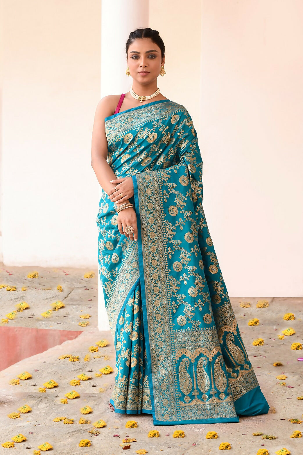 Joban Fashion Aqua Soft Pure Handloom Banarasi Silk Saree - Dista