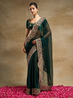 Thumbnail for kasee Embroidered Solid Silk Blend Saree - Distacart