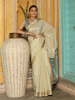 Thumbnail for Astita Green Linen Saree
