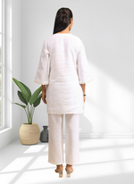 Thumbnail for Joban Fashion Off White Linen Embroidered Readymade Cord Set - Distacart