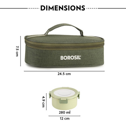 Borosil Glory Green Stainless Steel Lunchbox with Bag - Dista