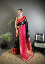 Thumbnail for Joban Fashion Black Banarasi Soft Silk Woven Saree