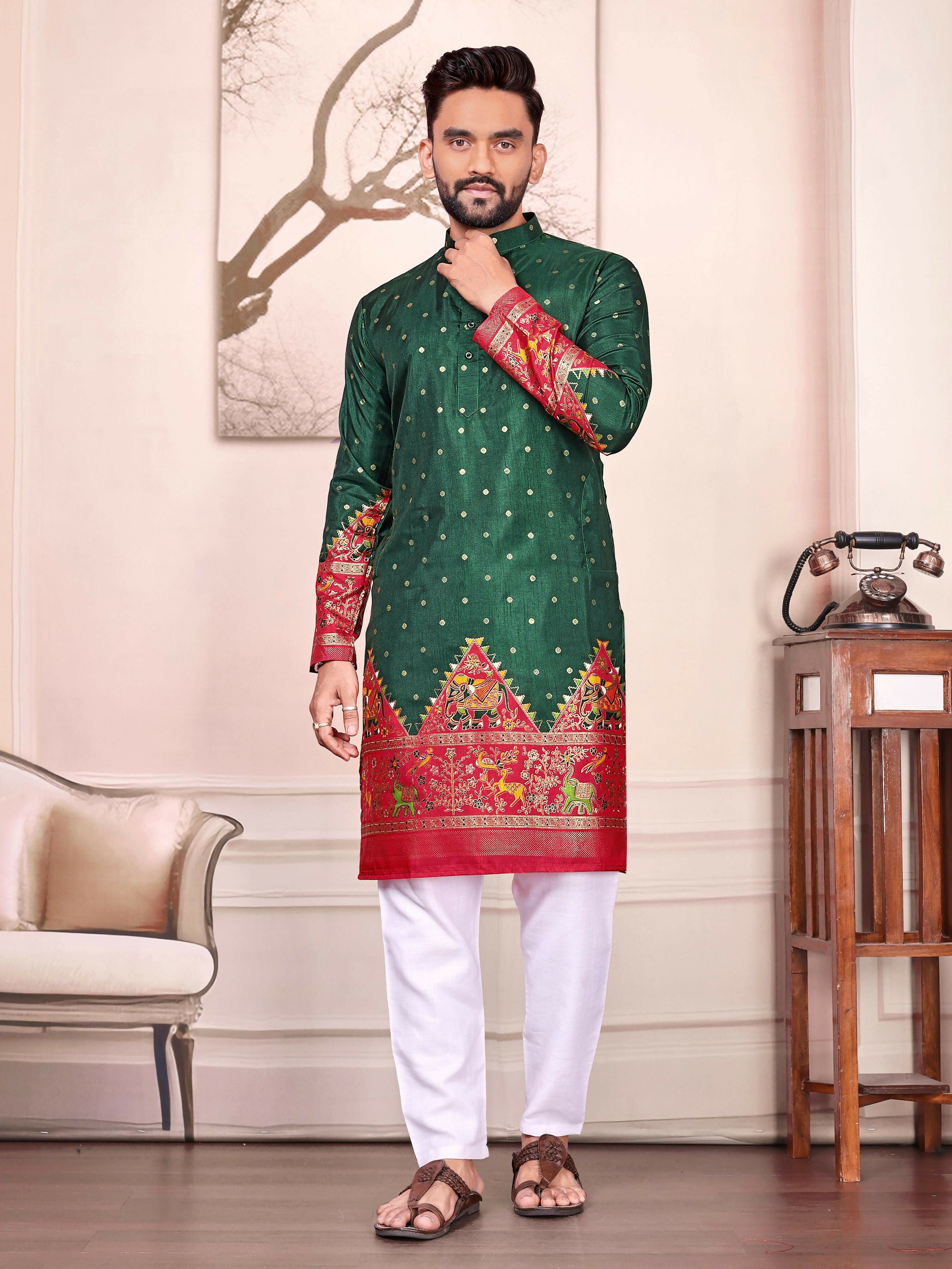 Anaita Green Dola Silk Straight Kurta With Foil Work - Distacart