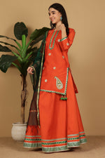 Thumbnail for Joban Fashion Orange Taffeta Lehenga Set