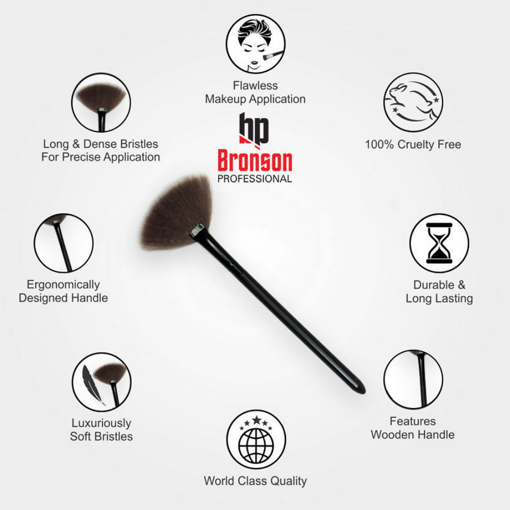 Bronson Professional Fan Makeup Brush for Highlighter & Smooth Powder Application - Dista