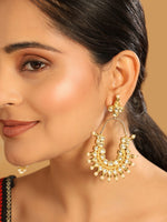 Thumbnail for Nuyug 22k Gold Plated Royal Pearl Accent Kundan Earrings