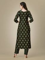 Thumbnail for Aastha Fashion Women's Dark Coffee Rayon Embroidered Kurta Pant Set - Distacart
