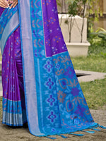 Thumbnail for Astita Pochampalli Silk Violet Saree