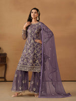 Thumbnail for Anaita Purple Embroidered Net Salwar Suit - Distacart