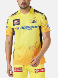 Thumbnail for playR Men Printed Polo Collar Dri-FIT CSK Fan Jersey IPL, T20 - Distacart
