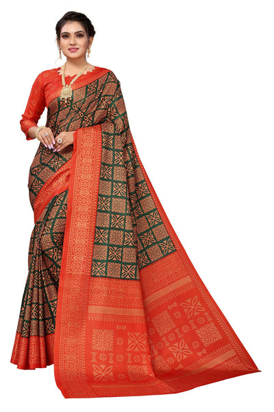 Vamika Red Printed Art Silk Saree - Distacart