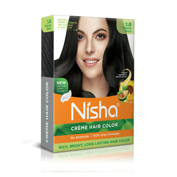 Nisha Creme Hair Color for Women - Natural Black - Distacart