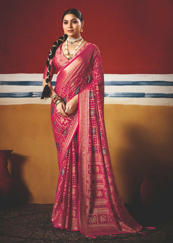 Joban Fashion Pink Dull Moss Brasso Saree