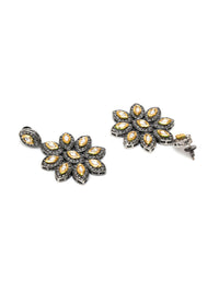 Thumbnail for Dual Tone Kundan Flower Studs (silver) - Ruby Raang - Distacart